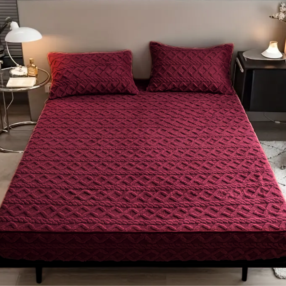 3D European Engraved Taffeta Fitted Bedsheet