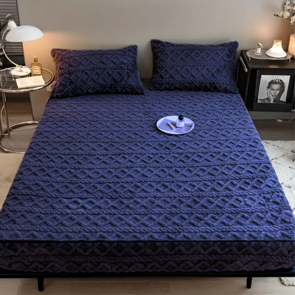 3D European Engraved Taffeta Fitted Bedsheet