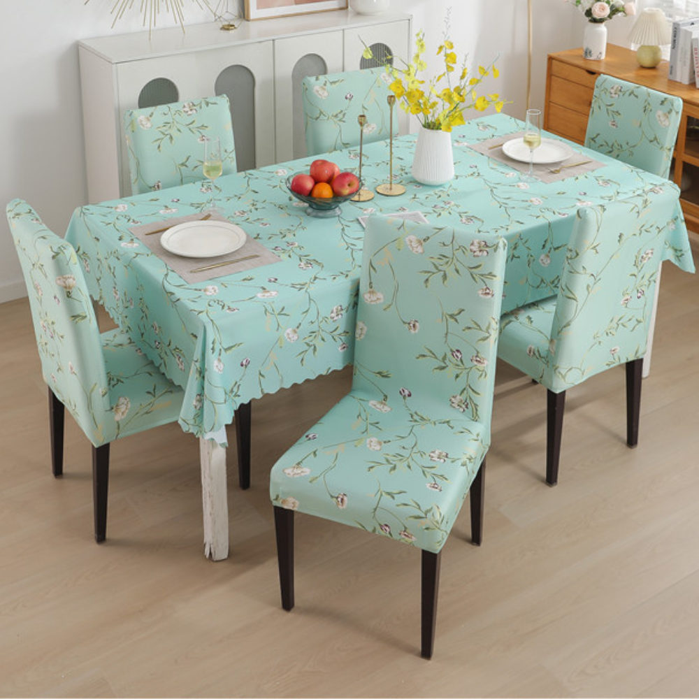 Premium Dining Table Chair Cover Combo Pastel Green Trendize