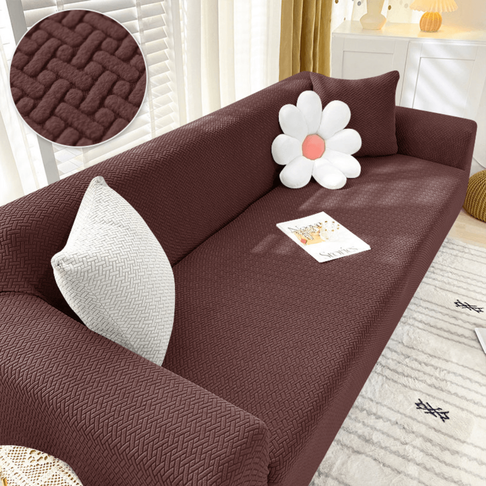 2026 Polar Fleece Sofa Cover : Brown