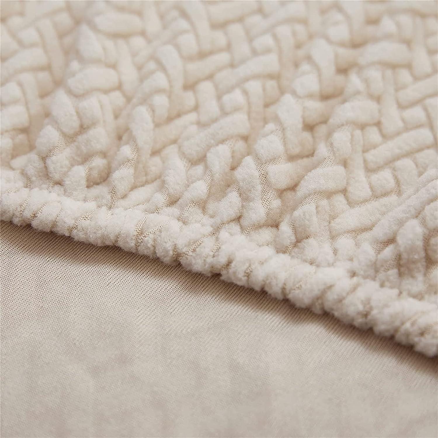 2026 Polar Fleece Sofa Cover : Cream
