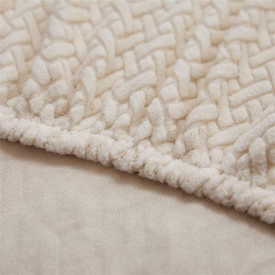 2024 L Shape Polar Fleece Sofa Cover : Cream