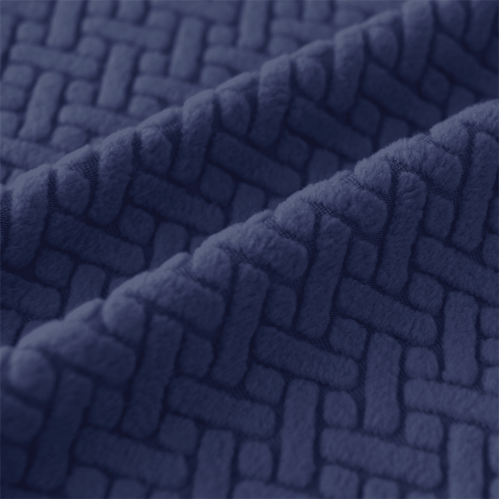 2026 L Shape Polar Fleece Sofa Cover : Navy Blue