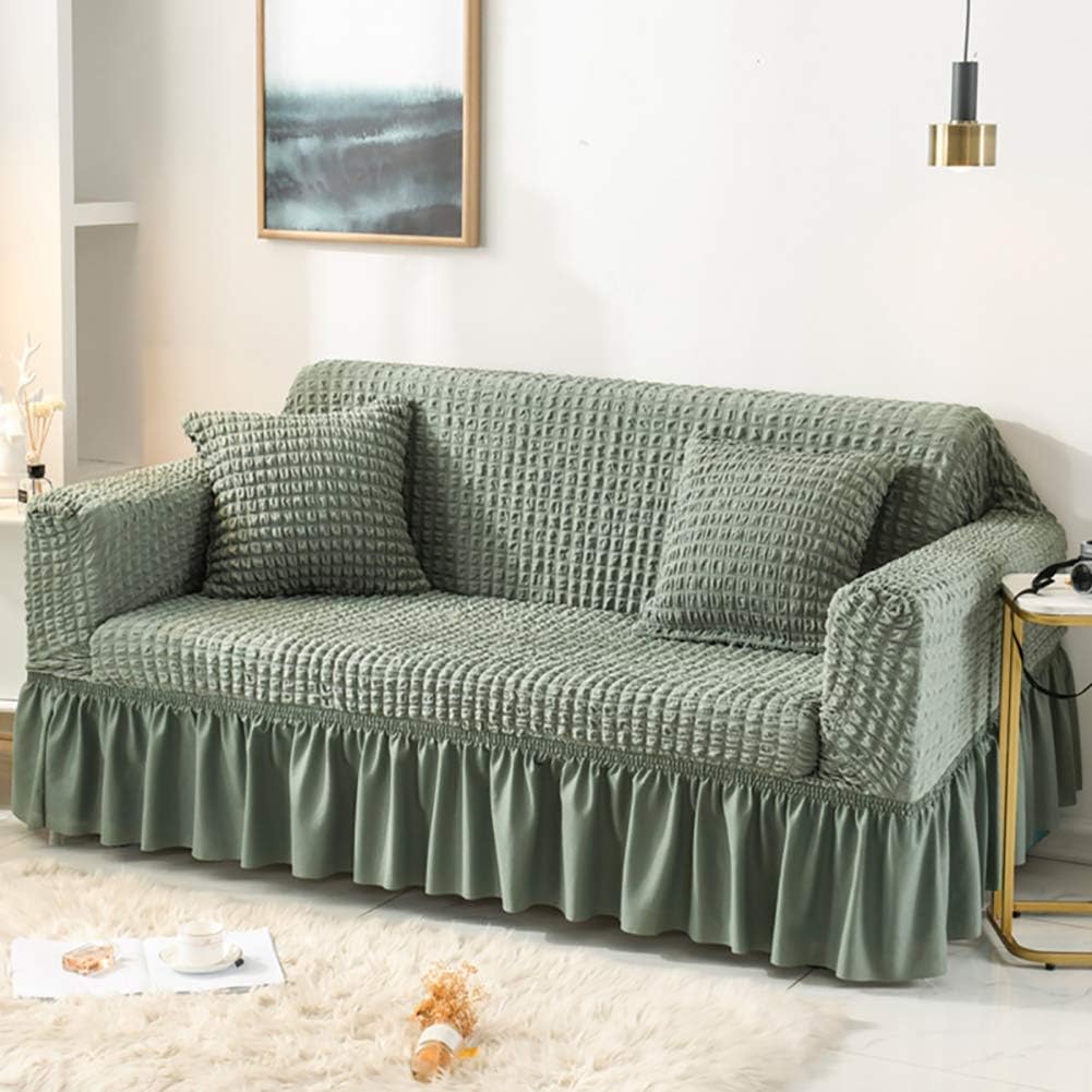 2026 Turkish Bubble Frill Sofa Covers : Sage Green