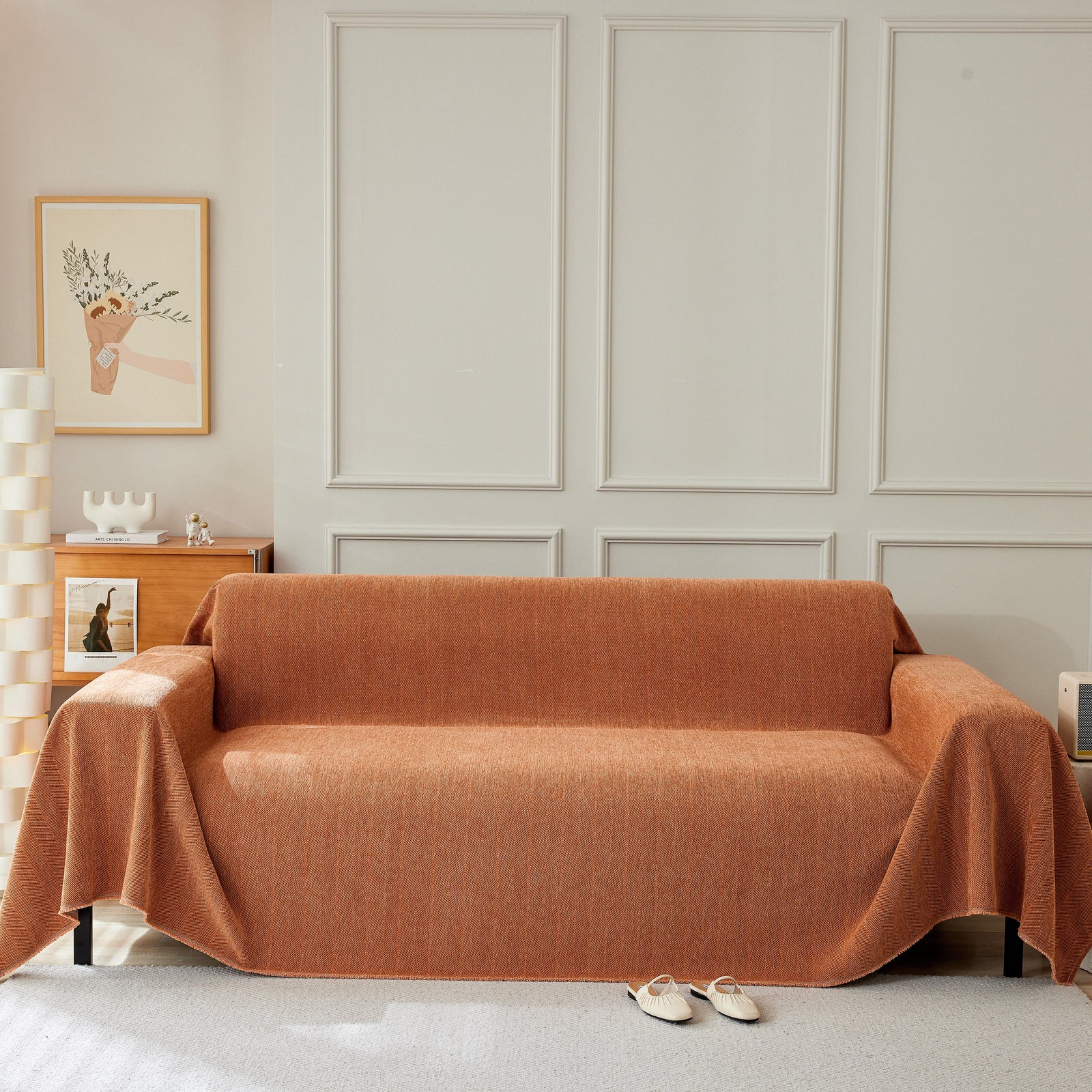 Herringbone Oversized Chenille Sofa Throw