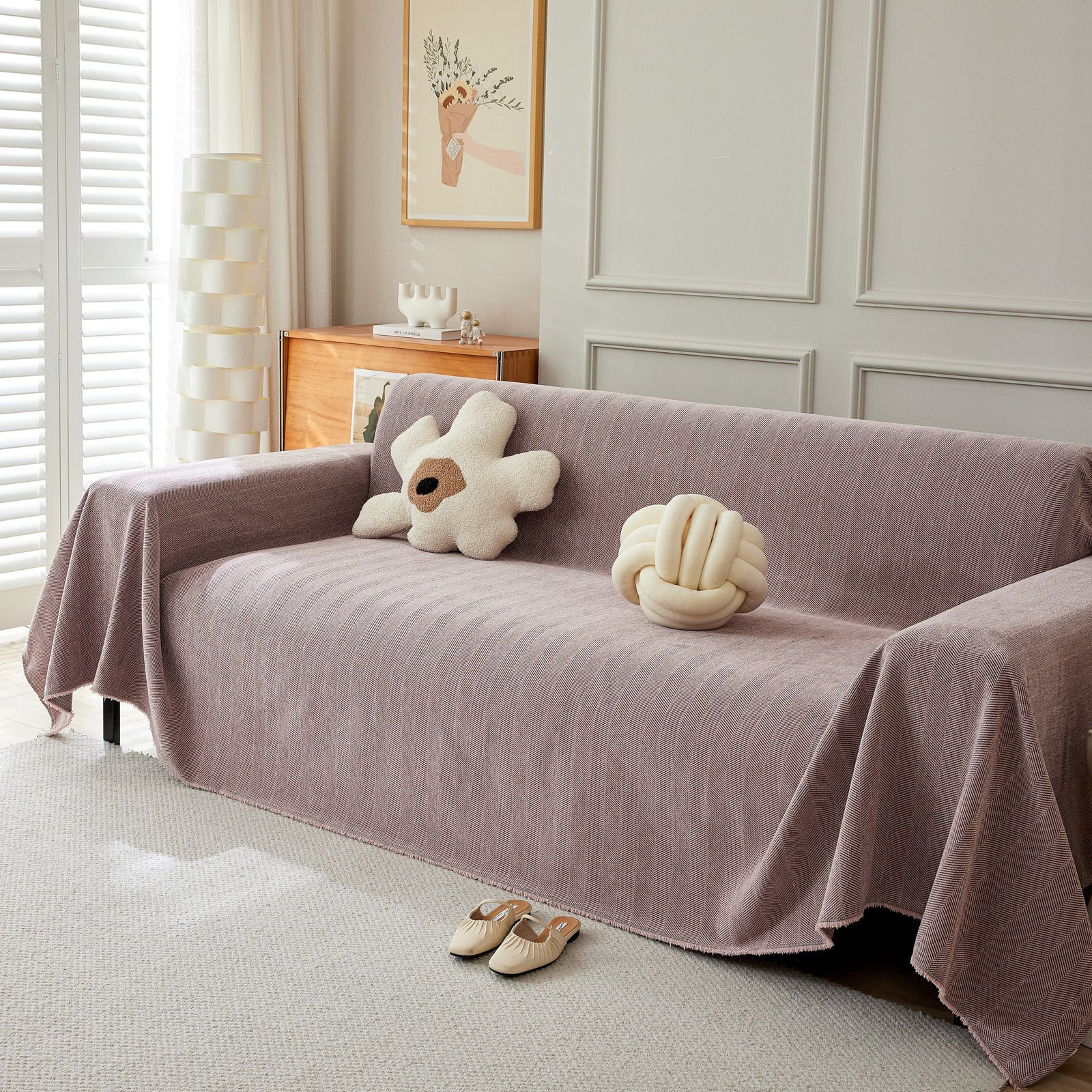 Herringbone Oversized Chenille Sofa Throw