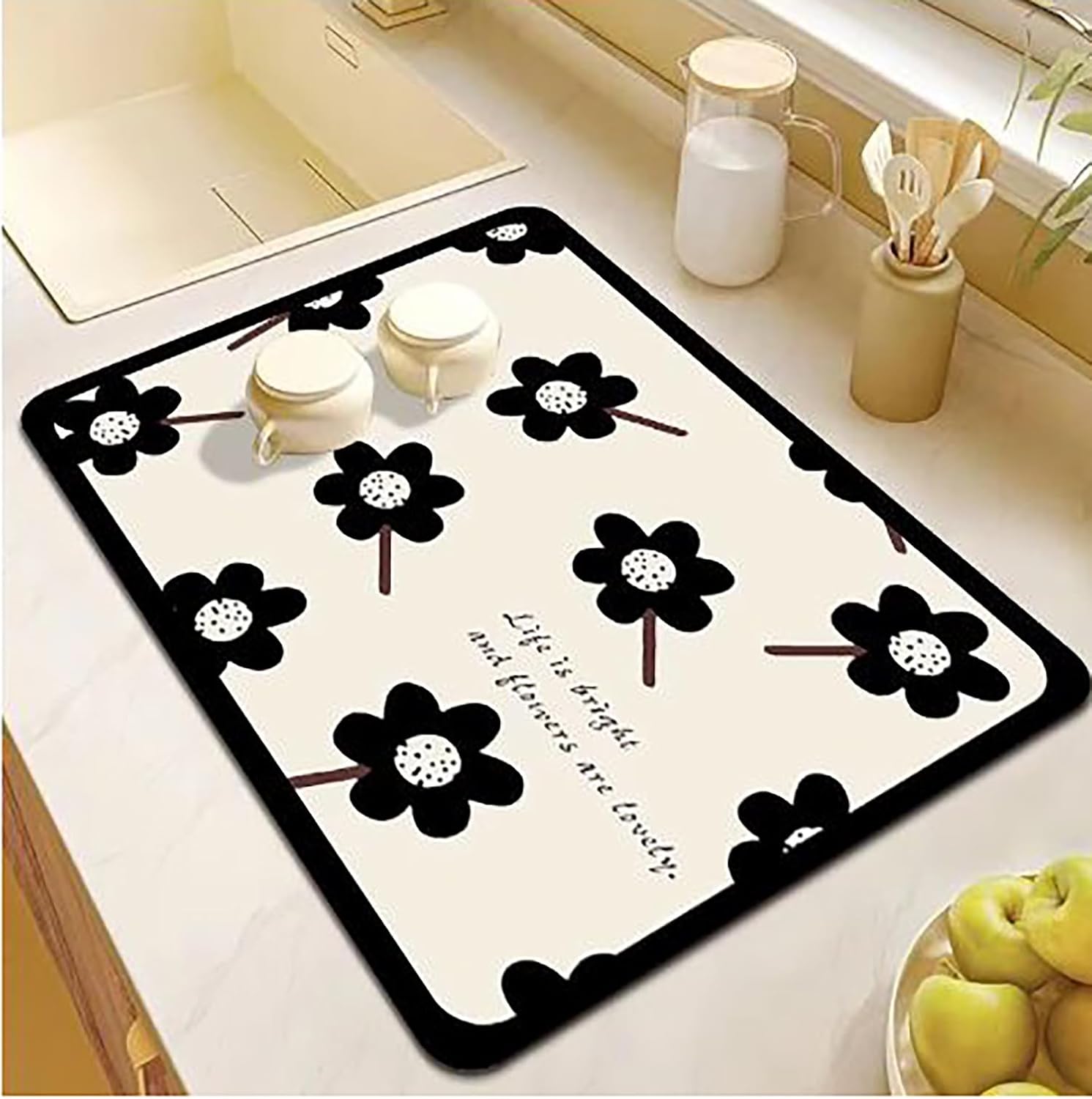 Printed Dish Drying Mat - Absorbent Drying Pad