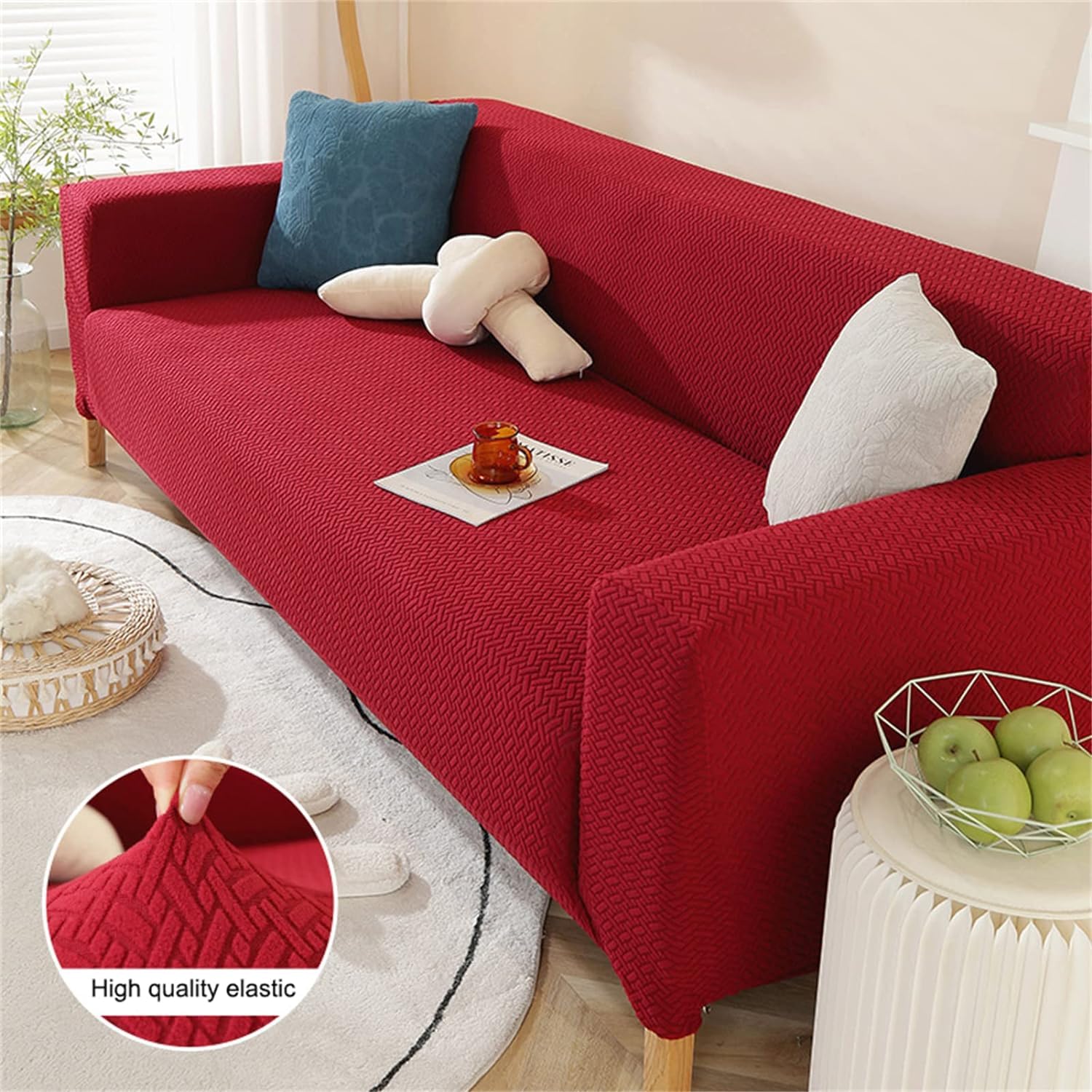 2026 Polar Fleece Sofa Cover : Maroon