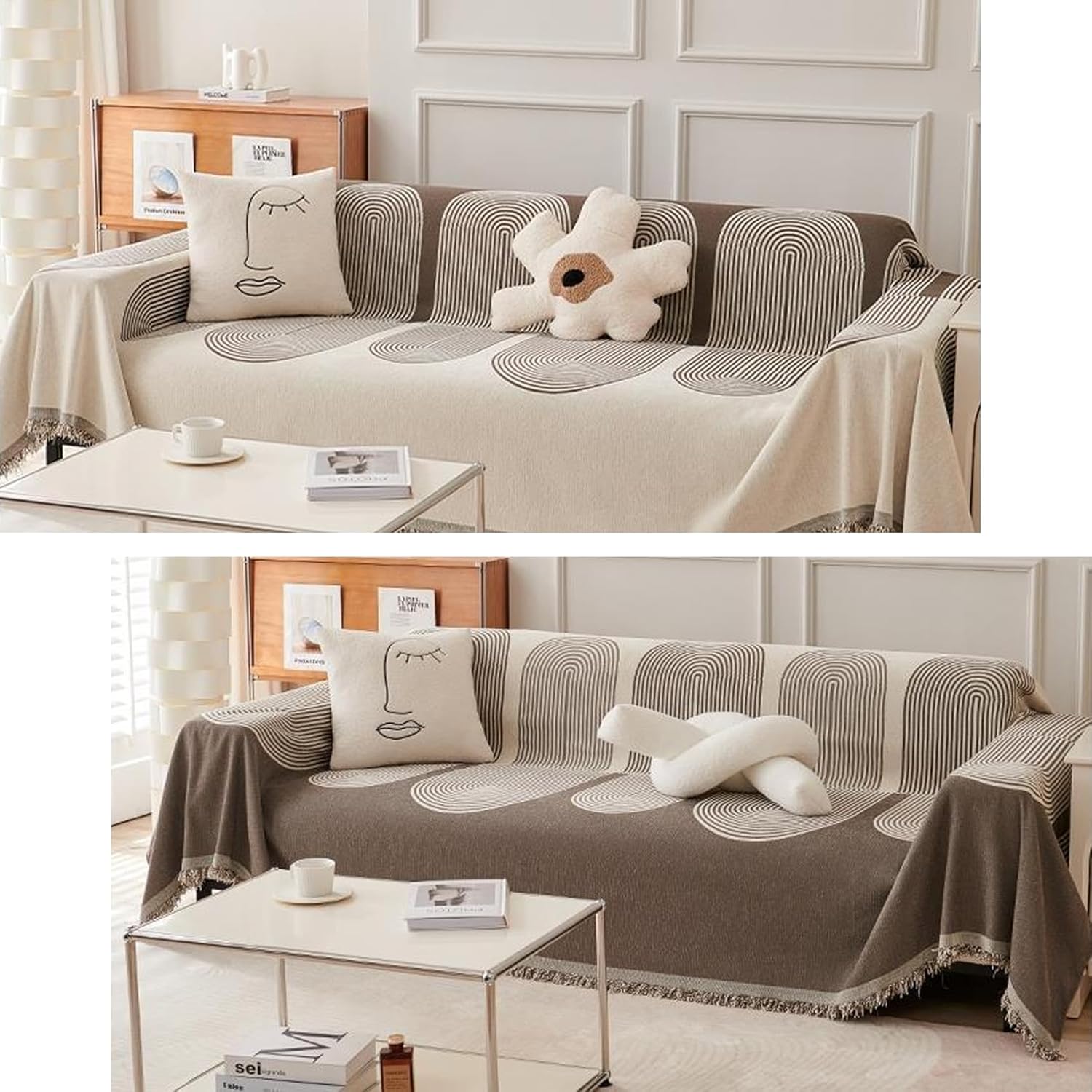 Premium Double Sided Chenille Sofa Covers - Brown Juniper