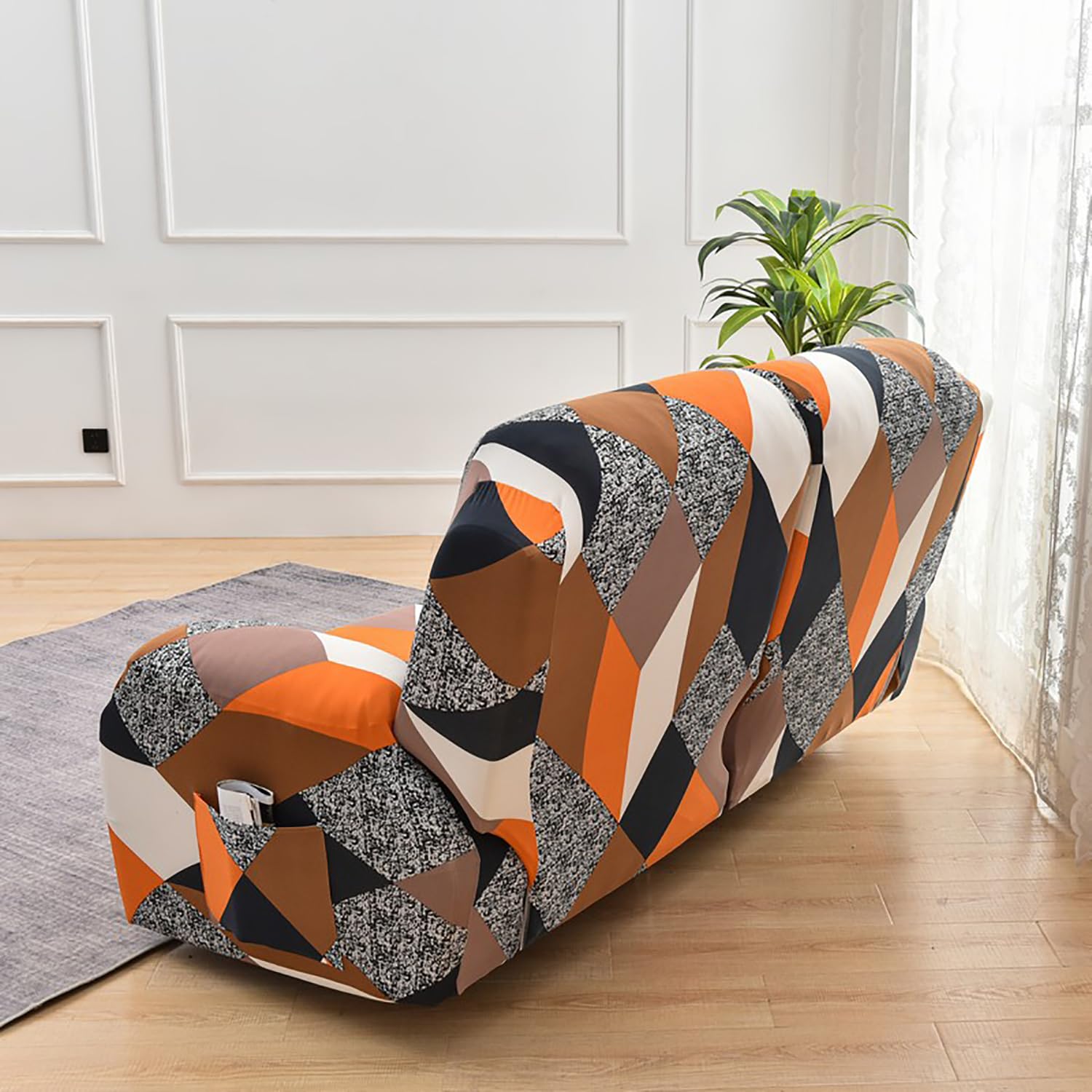 Premium Printed Recliner Sofa Cover : Prism Orange