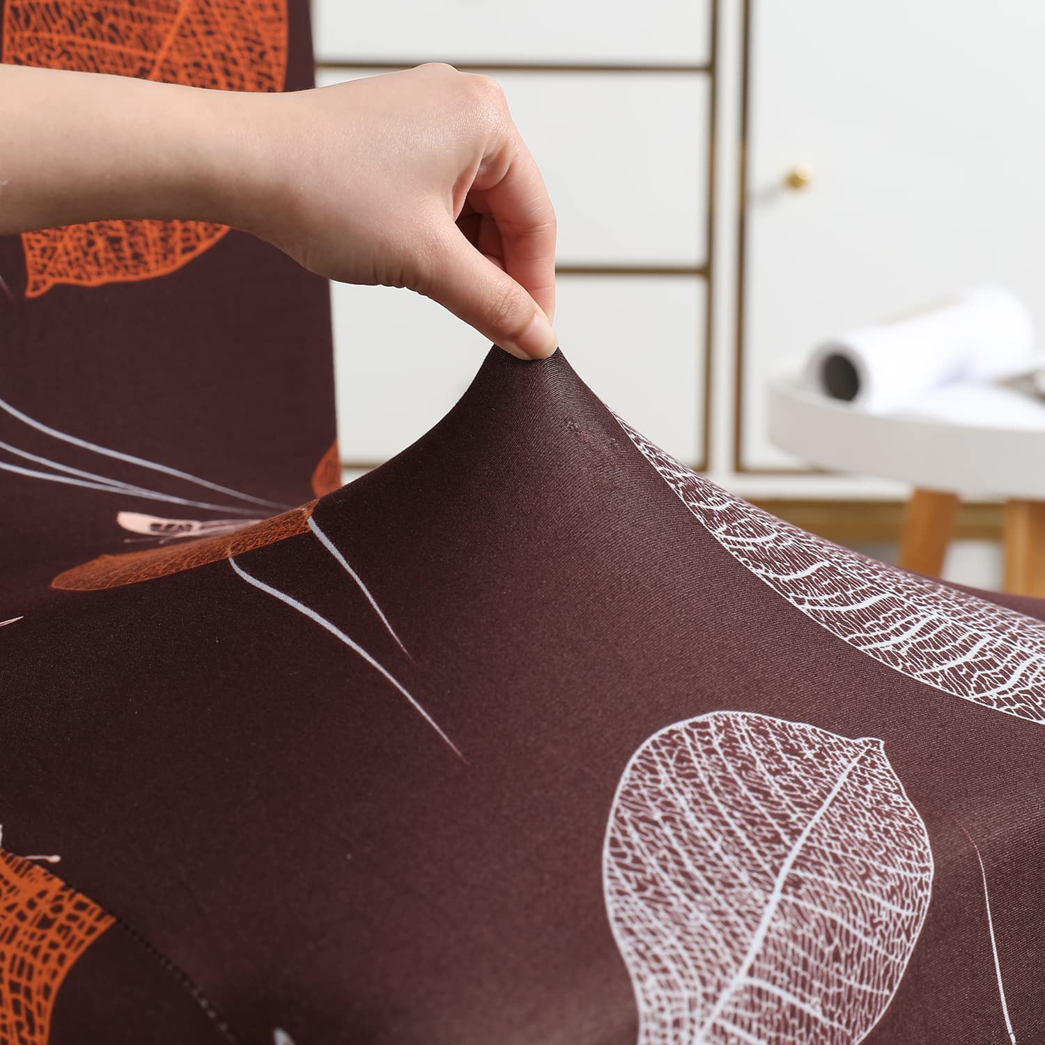 Stretchable Chair Covers, Choco Leaf