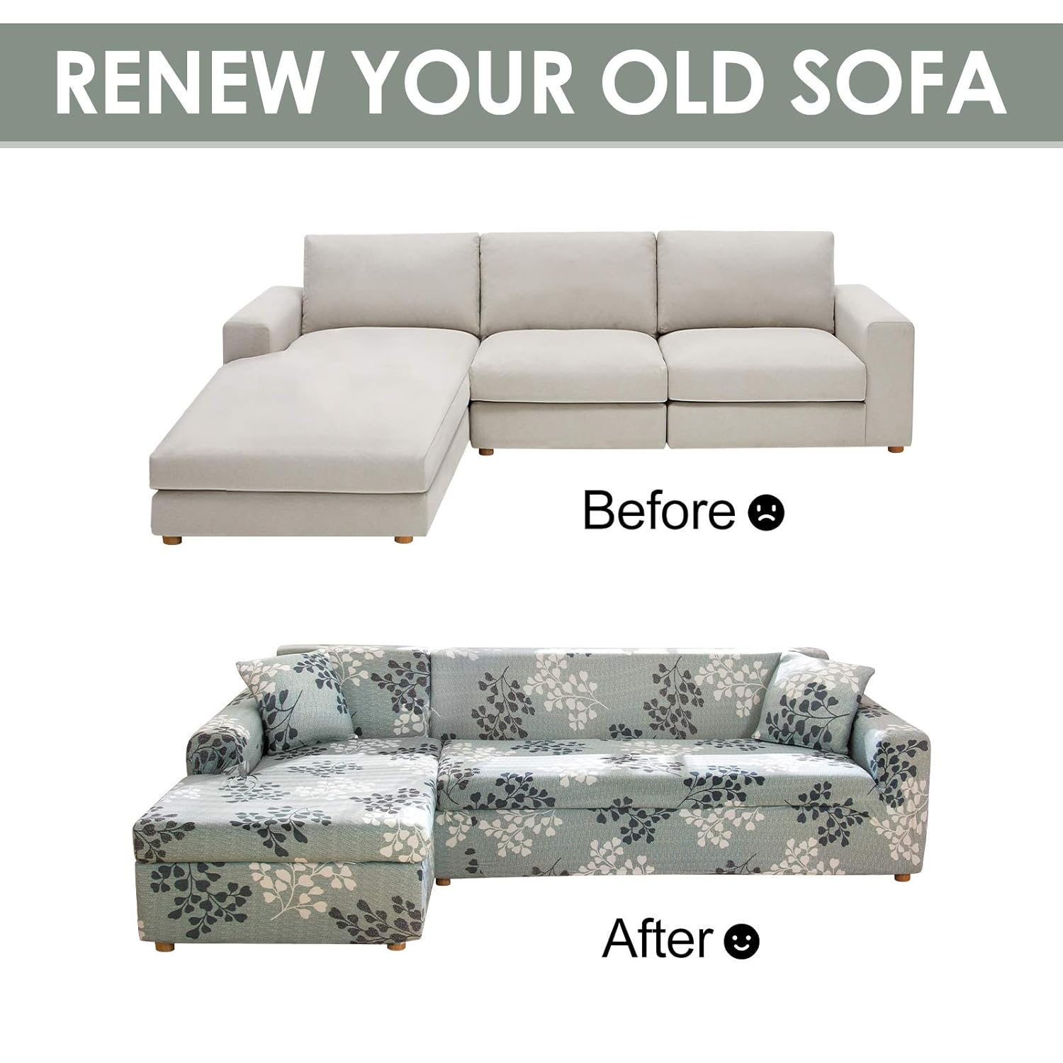 L Shape Sofa Cover - Petal Grey