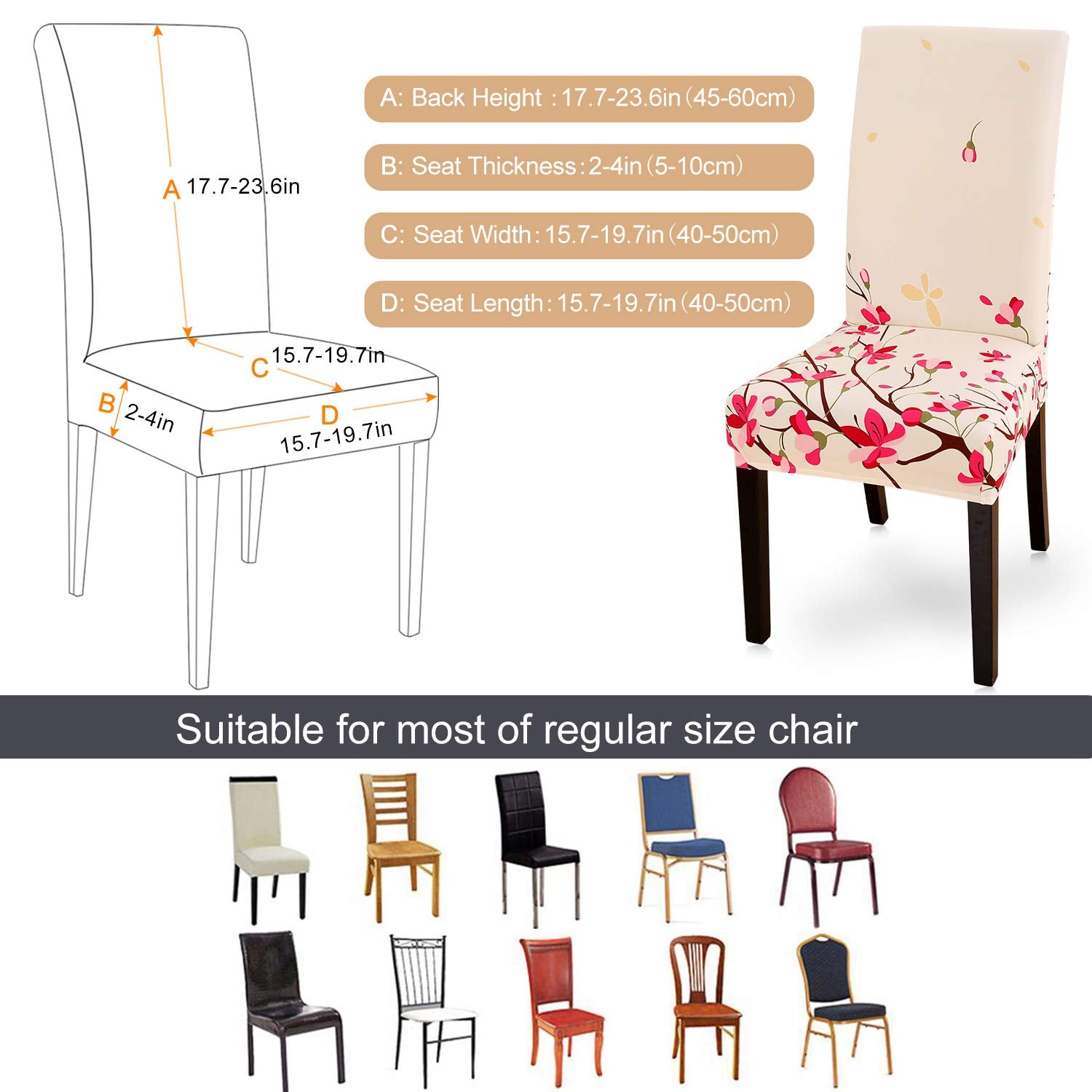 Stretchable Chair Covers, Pearl White