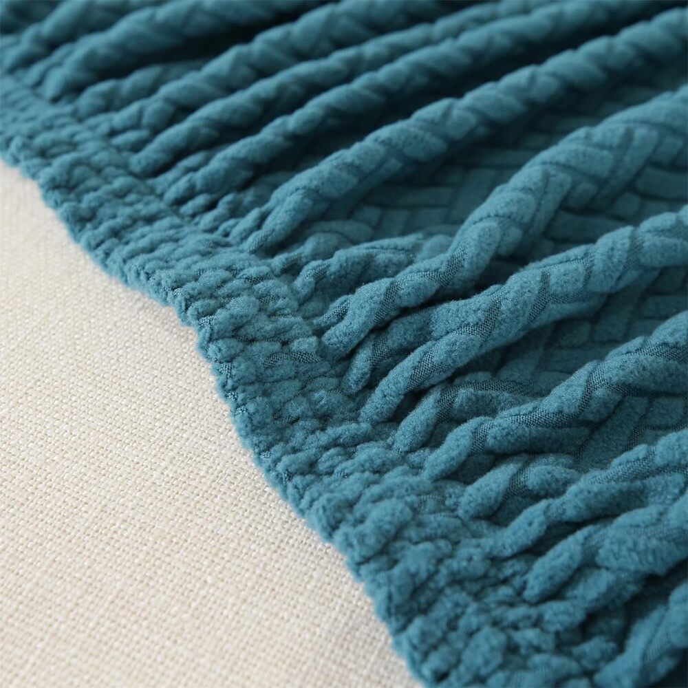 2026 L Shape Polar Fleece Sofa Cover : Teal