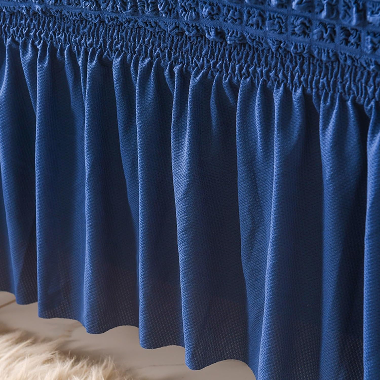 2026 Turkish Bubble Frill Sofa Covers : Navy Blue