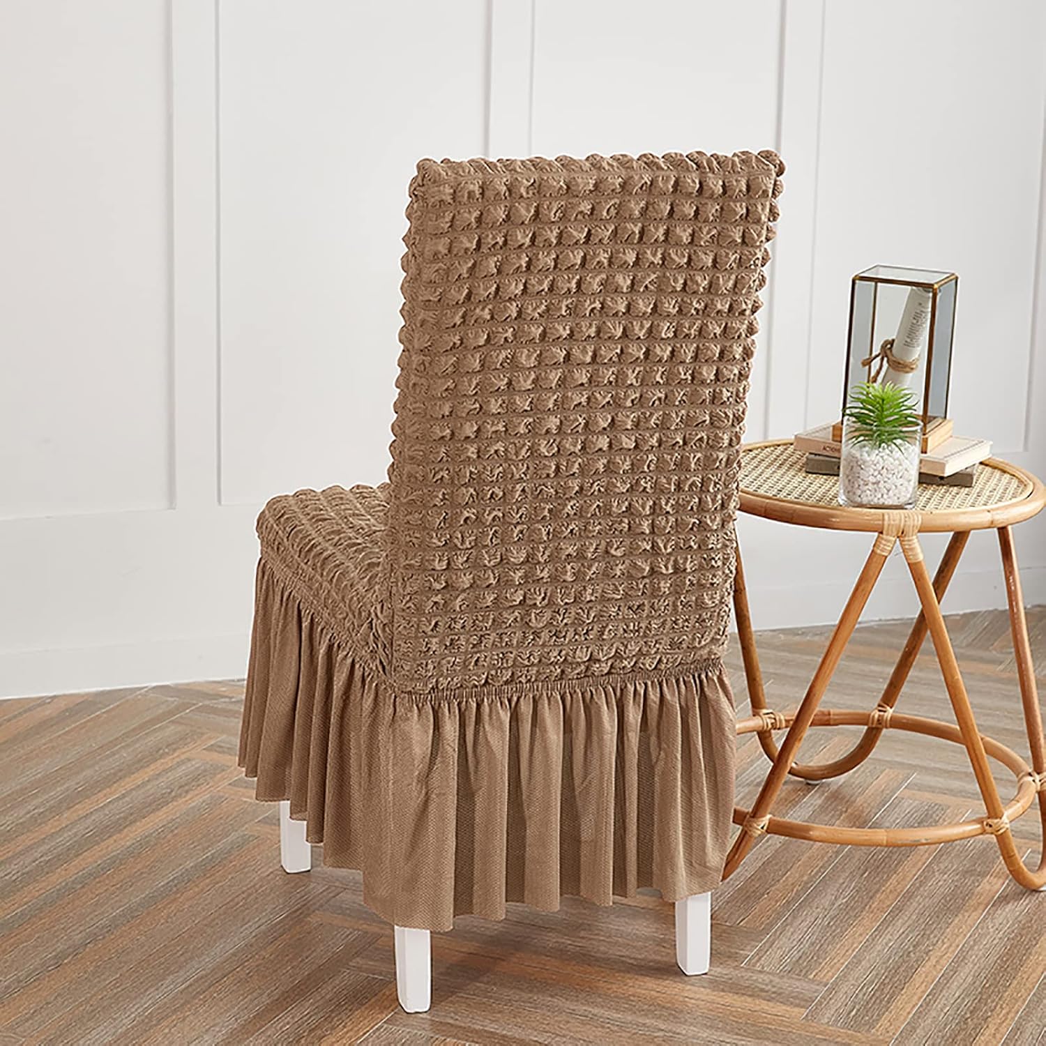 2026 Turkish Bubble Frill Chair Covers : Light Brown