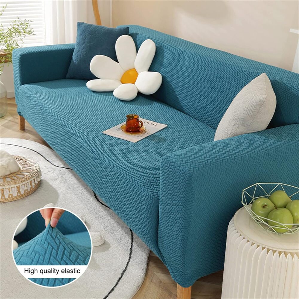 2026 L Shape Polar Fleece Sofa Cover : Teal