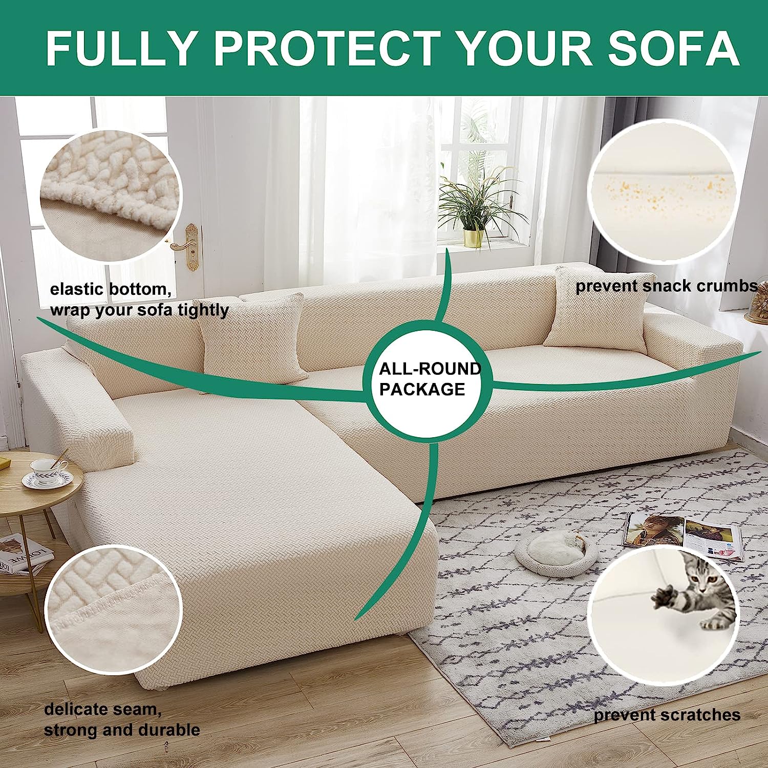 2026 L Shape Polar Fleece Sofa Cover : Pastel Pink