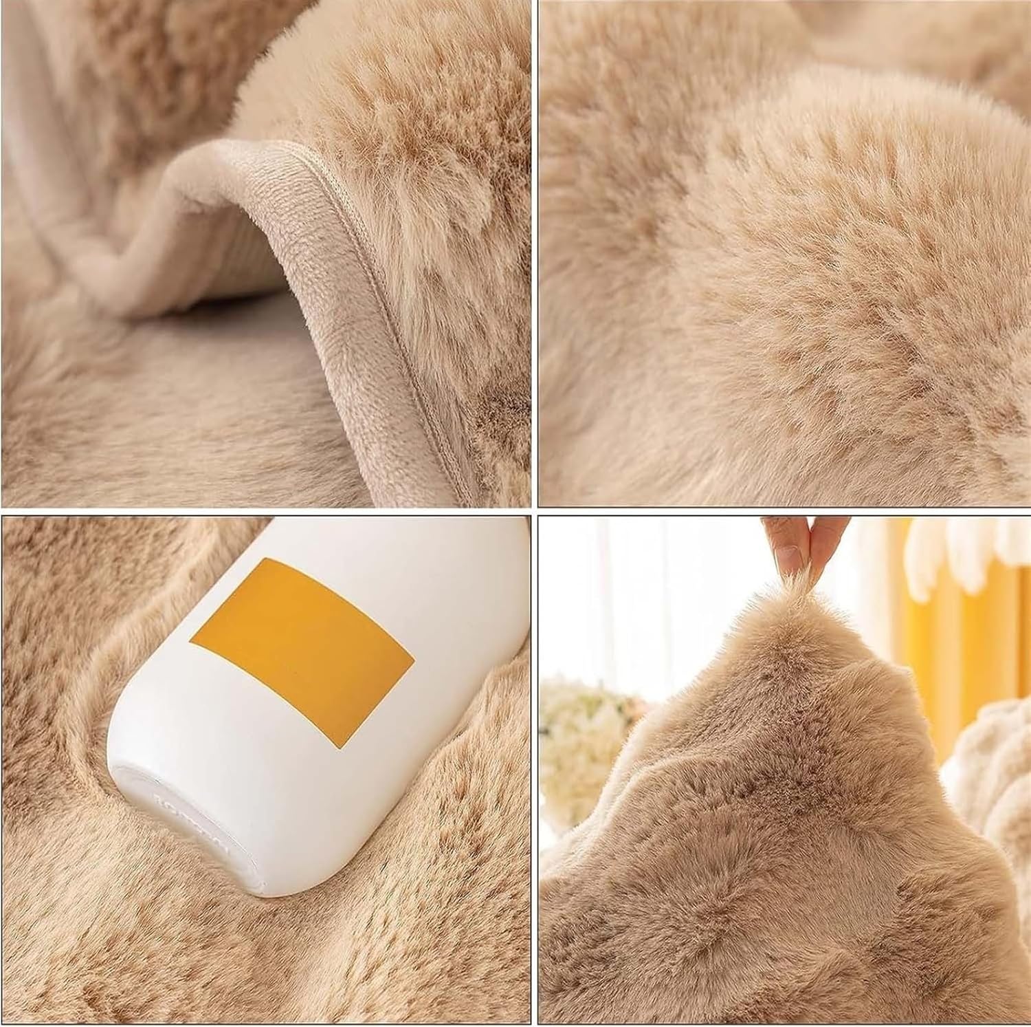 Plush Non Slip Sofa Mat - Camel Brown