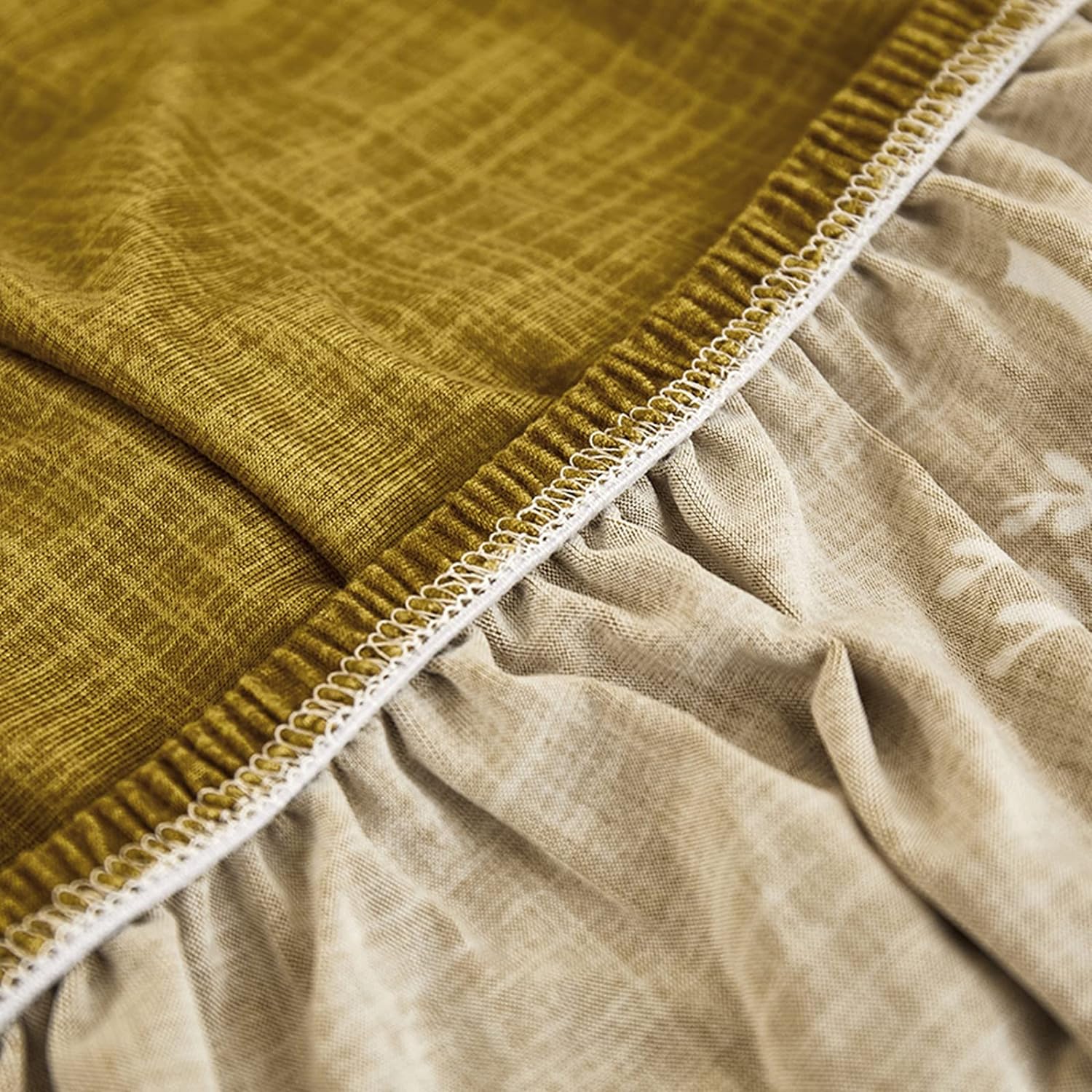 L Shape Sofa Cover - Mustard Leaf