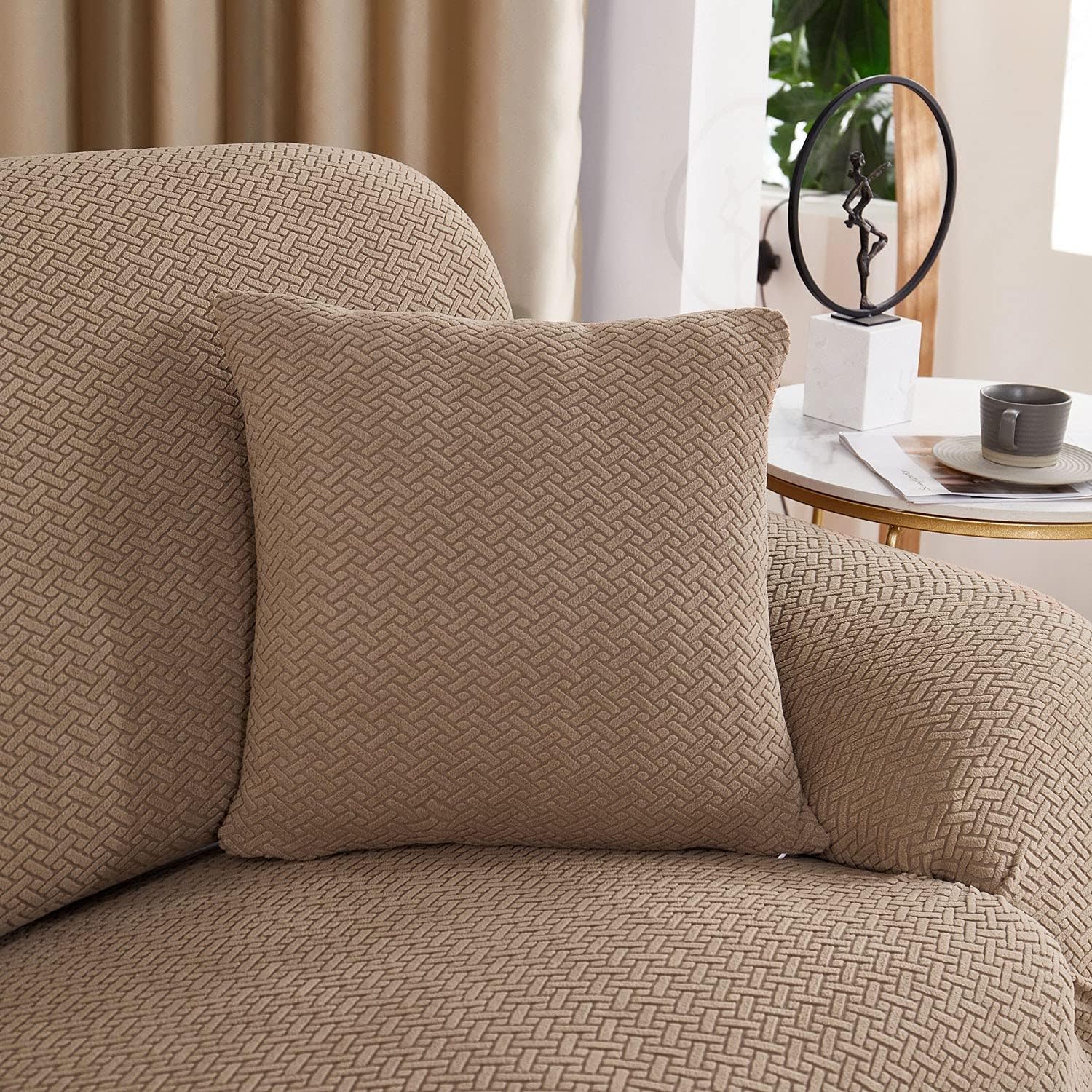 2026 Polar Fleece Sofa Cover : Khaki
