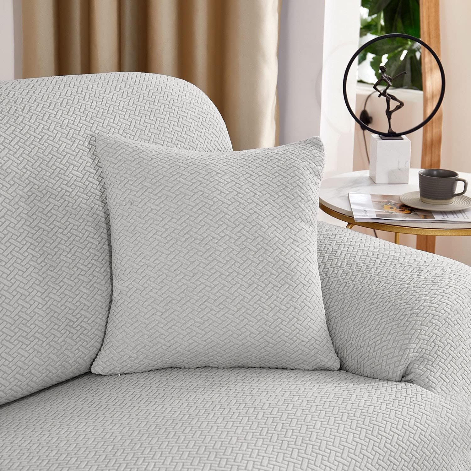2026 L Shape Polar Fleece Sofa Cover : Grey