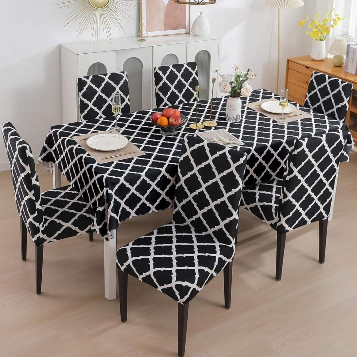 Premium Dining Table & Chair Cover Combo - Black Diamond