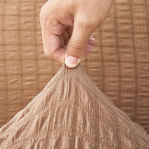 2026 L Shape Turkish Bubble Frill Sofa Covers : Light Brown