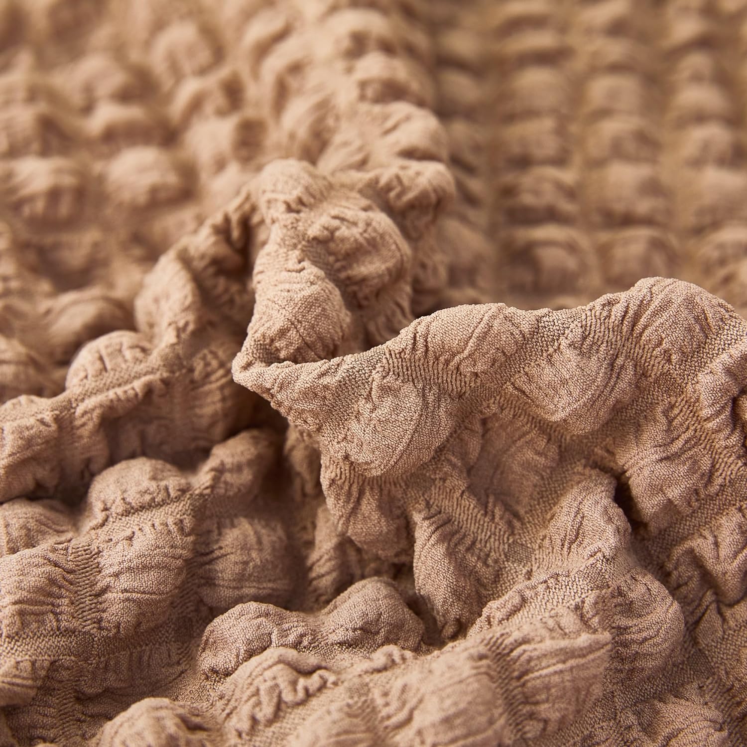 2026 L Shape Turkish Bubble Frill Sofa Covers : Light Brown