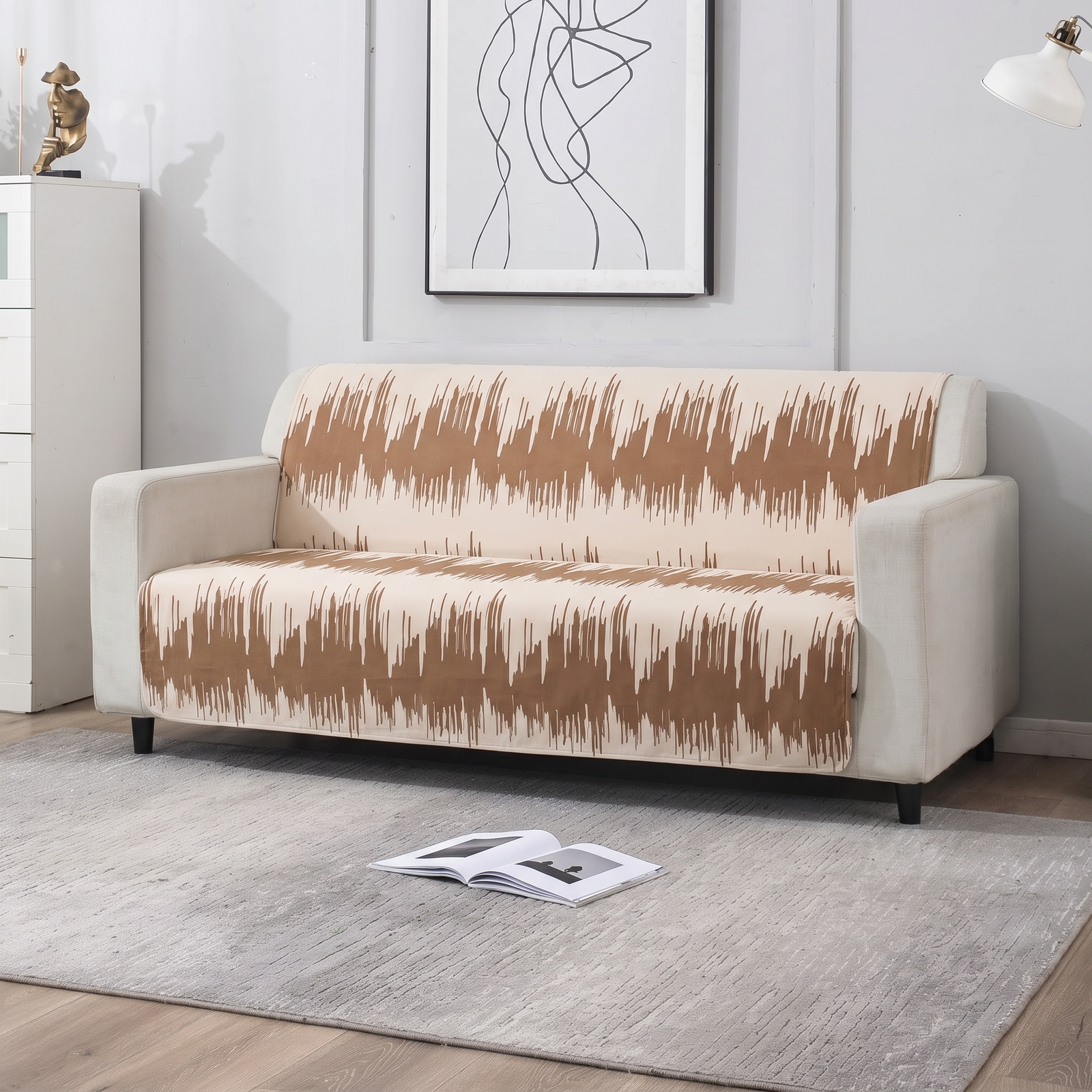 Luxury Anti-Skid Armless Sofa Mats - Caramel Strokes