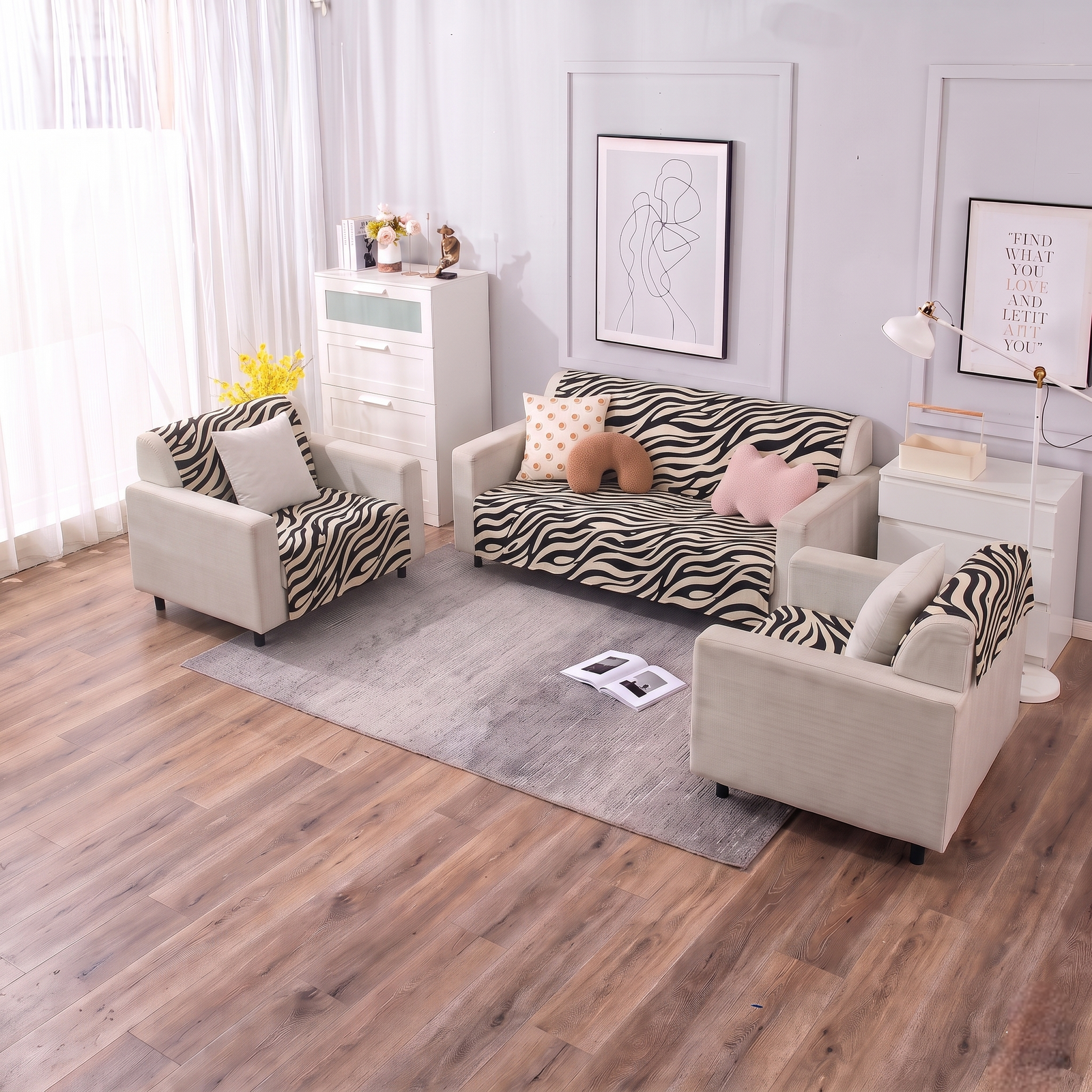 Luxury Anti-Skid Armless Sofa Mats - Zebra Luxe