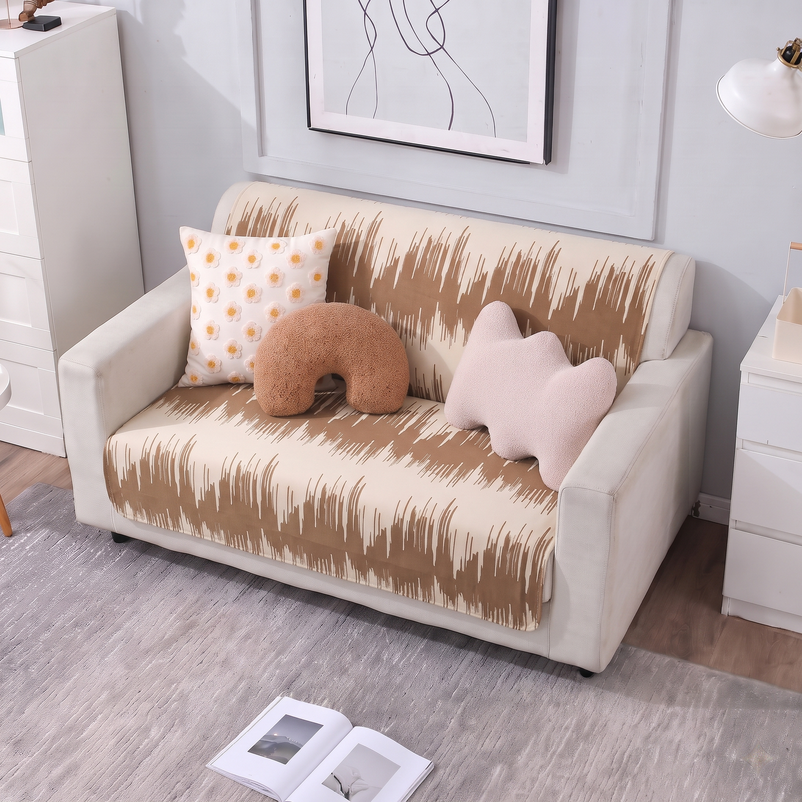 Luxury Anti-Skid Armless Sofa Mats - Caramel Strokes