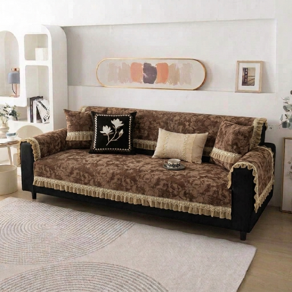 Floral Anti Skid Lace Sofa Mat
