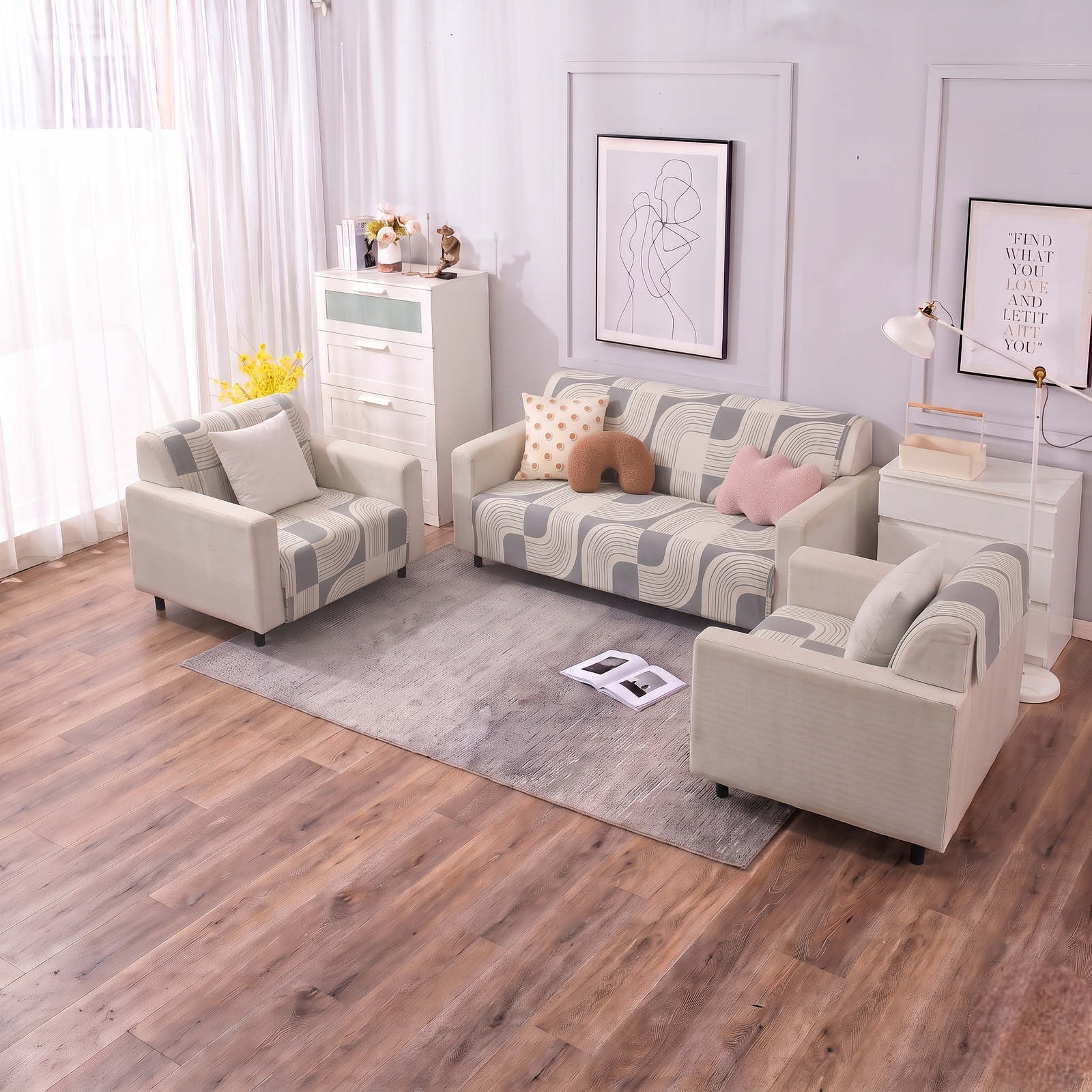 Luxury Anti-Skid Armless Sofa Mats - Silver Waves