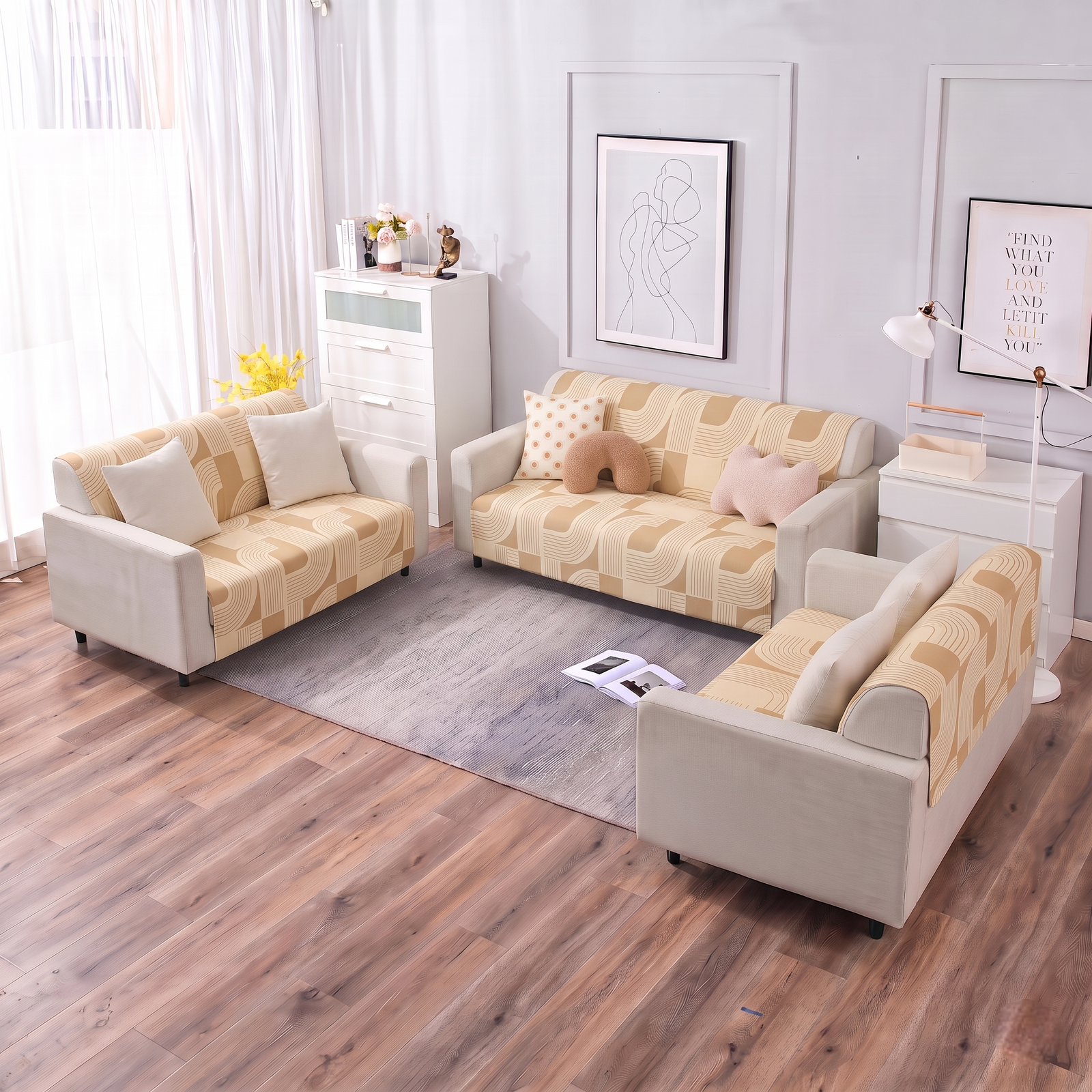 Luxury Anti-Skid Armless Sofa Mats - Desert Waves