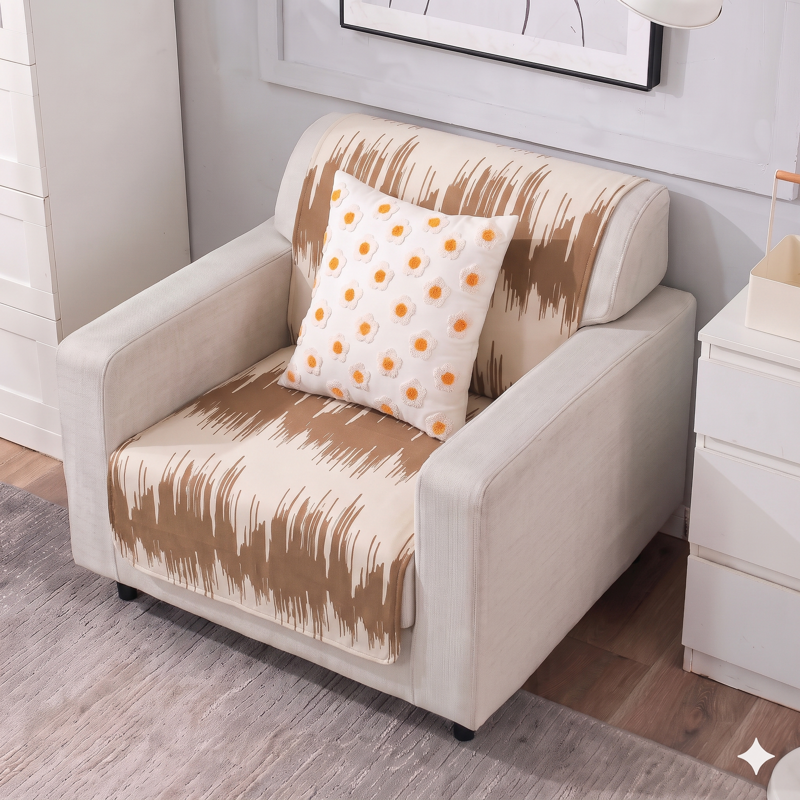 Luxury Anti-Skid Armless Sofa Mats - Caramel Strokes