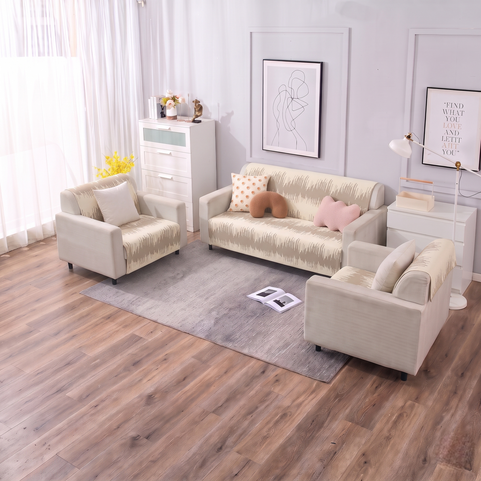 Luxury Anti-Skid Armless Sofa Mats - Desert Strokes