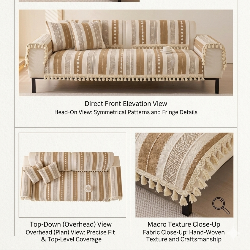 Aesthetic Chenille Sofa Mat - Beige