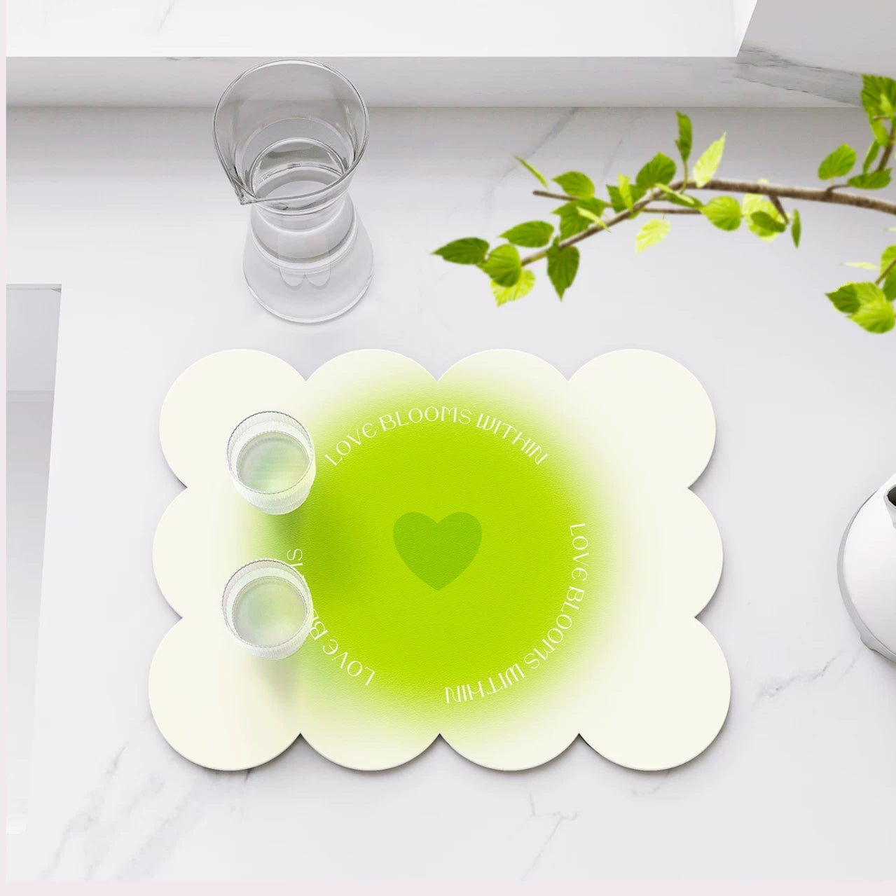 Printed Dish Drying Mat - Absorbent Drying Pad