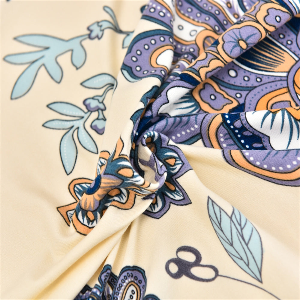 Trendize Exclusive Stretchable Sofa Cover - Beige Blue Flower