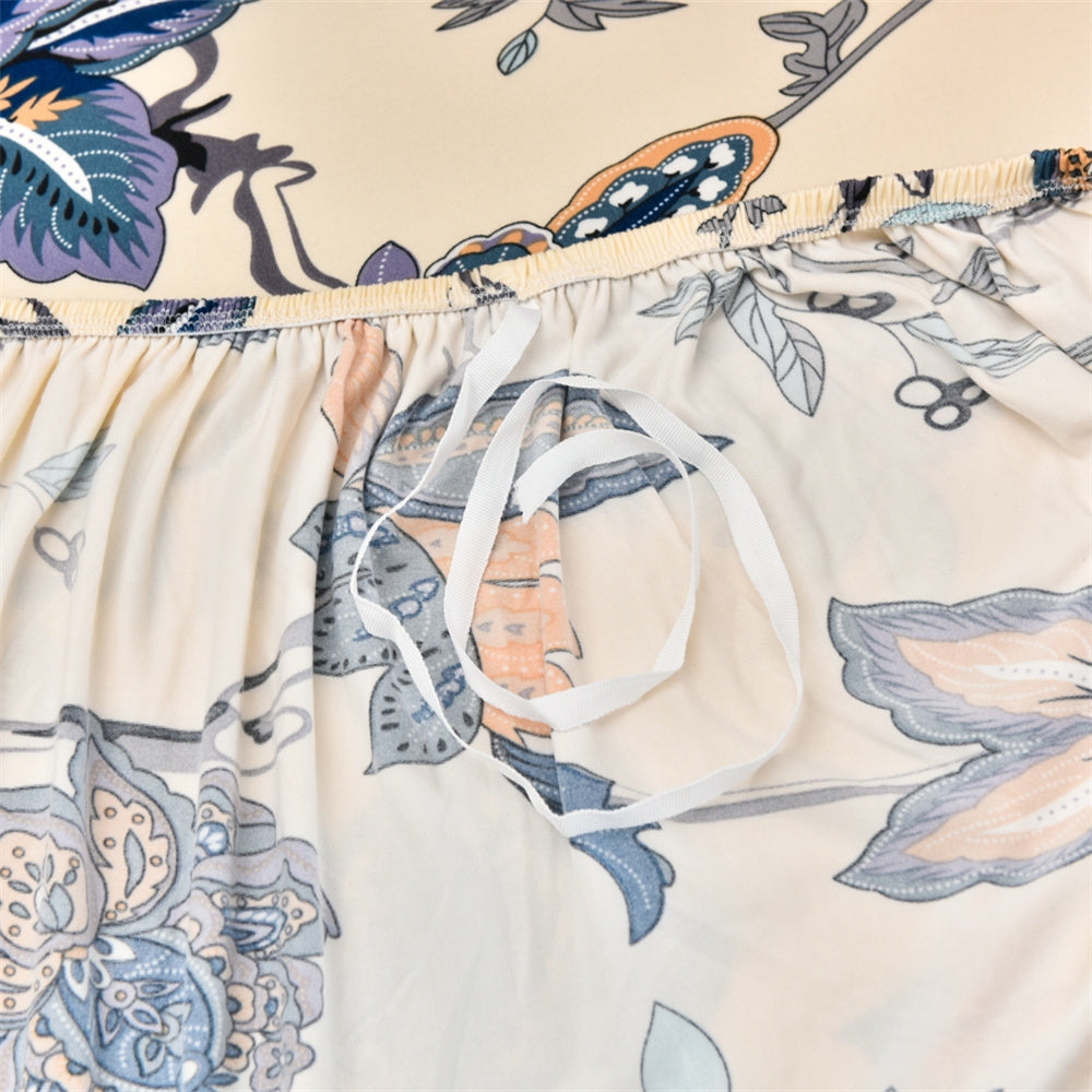 Trendize Exclusive Stretchable Sofa Cover - Beige Blue Flower
