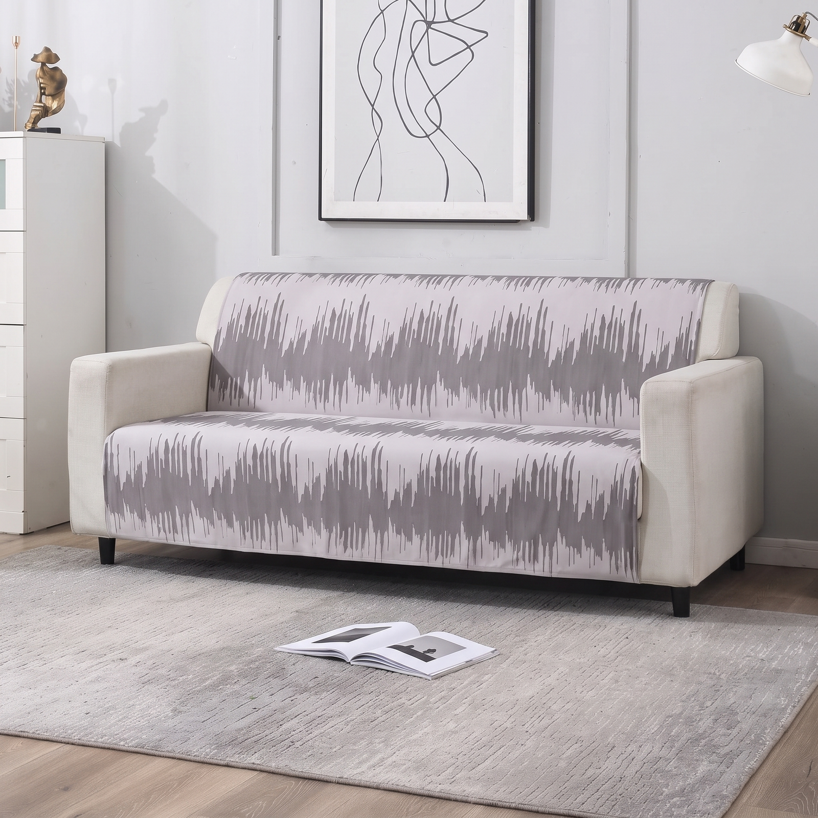 Luxury Anti-Skid Armless Sofa Mats - Silver Strokes