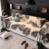 Premium Double Sided Chenille Sofa Covers - Black Leaf