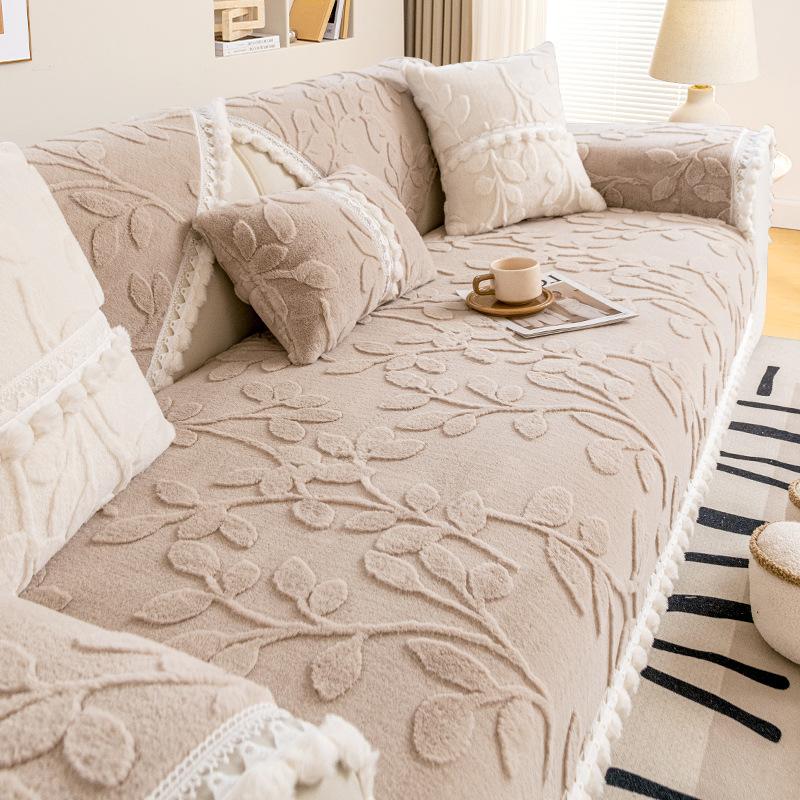 TASSEL NON SLIP LEAF SOFA MAT - PASTEL GREEN