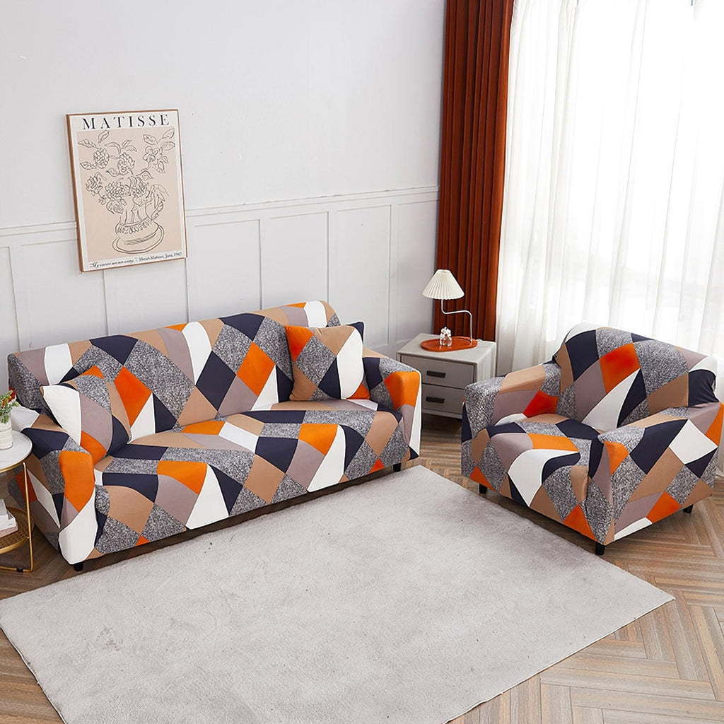 Trendize Exclusive Stretchable Sofa Cover - Prism Orange