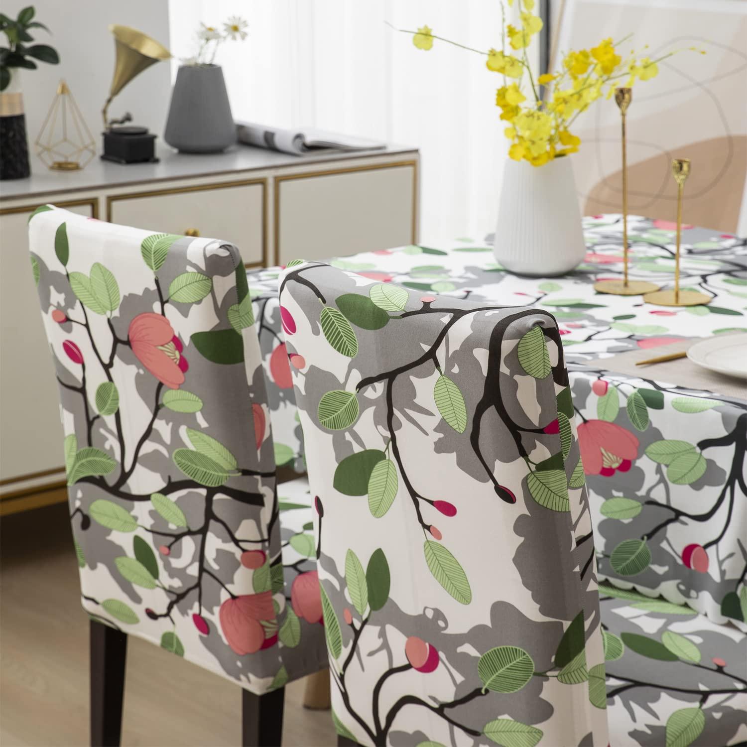 Premium Dining Table & Chair Cover Combo - Branch White - Trendize