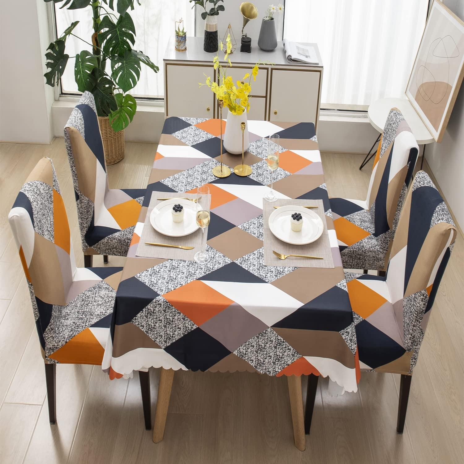 Premium Dining Table & Chair Cover Combo - Prism Orange - Trendize