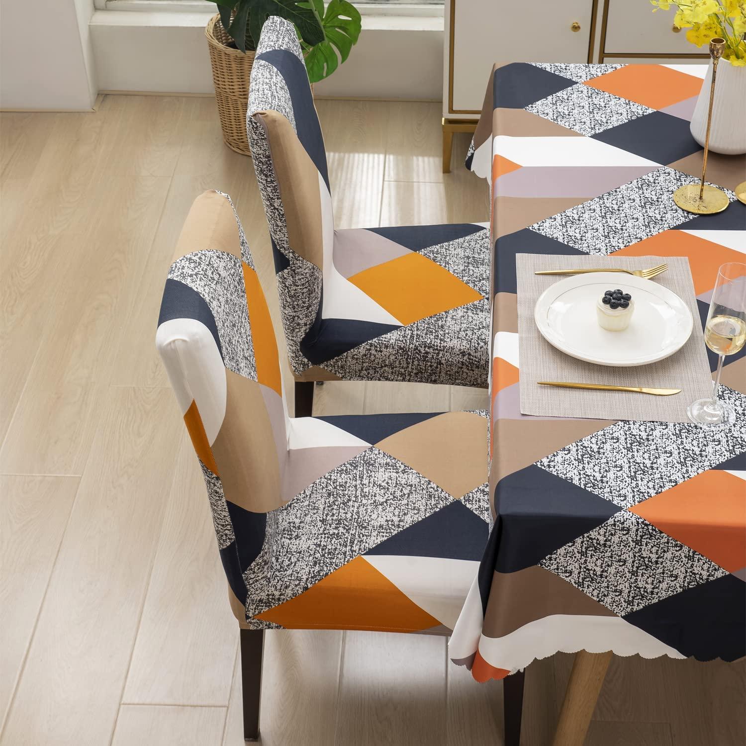 Premium Dining Table & Chair Cover Combo - Prism Orange - Trendize
