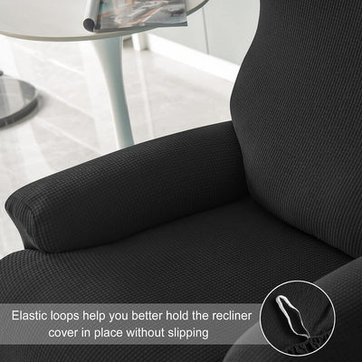 Premium Jacquard Recliner Sofa Cover : Black - Trendize
