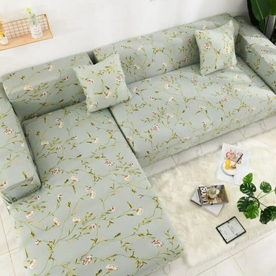 L Shape Sofa Cover - Pastel Green